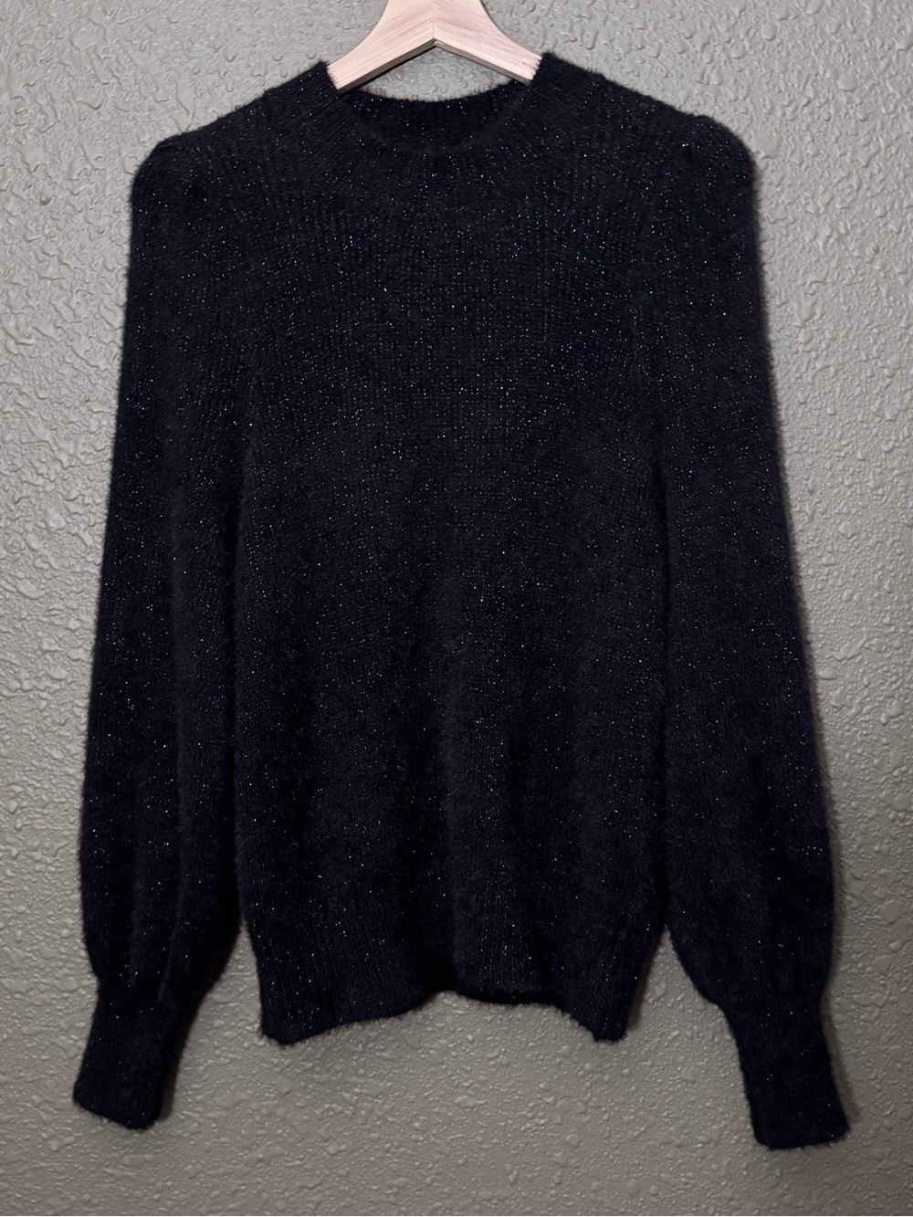 Time and True Black Soft Sweater with Metallic Thread